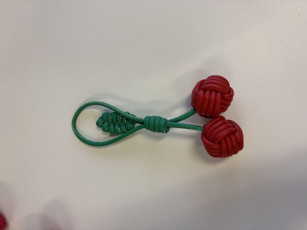 Red Knotted Leather Cherry Bag Charm